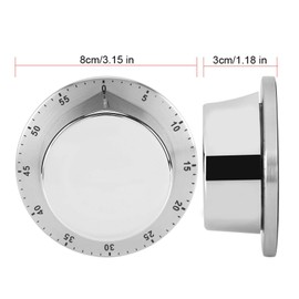Stainless Steel Kitchen Timer, Manual Mechanical Kitchen Timer with Magnetic Base Countdown Cooking Baking Timing Tool(Silver)