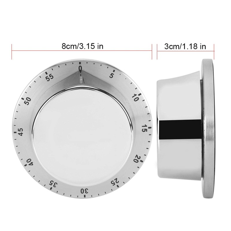 Stainless Steel Kitchen Timer, Manual Mechanical Kitchen Timer with Magnetic