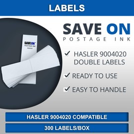 Save On Postage Ink - Hasler 9004020 Compatible Postage Meter Double Labels – for WJ60, WJ65, WJ90, WJ95, WJ110, WJ135, WJ150 POWERPOST (7" x 1 9/16")