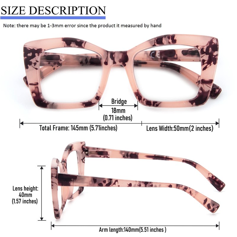 REAVEE 3 Pack Oversized Square Reading Glasses Oprah Style for