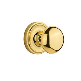 Nostalgic Warehouse 702725 Classic Rosette Double Dummy New York Door Knob in Unlacquered Brass,