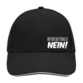 huuraa Cap Hat "Bevor du fragst No" Lettering Gift Unisex Cap "Bevor du Fragst Nein" Gift Idea, Black/Light Grey