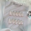 White glitter gradient handmade nail tip - Short Square /