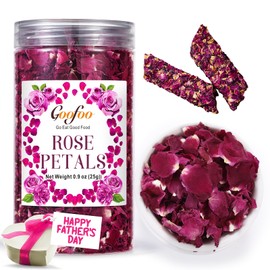 Dried Rose Petals Edible Flowers, Real Dry Red Roses Buds, Food Grade for Tea Baking Crafting Wedding Confetti, Non-GMO Caffeine-free, Ideal for Father's Day, 0.9 oz