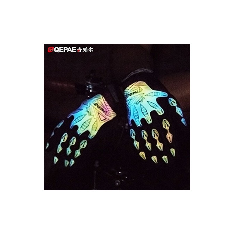 QEPAE Reflective Cycling Gloves Sports Gel Gloves (Black, M)