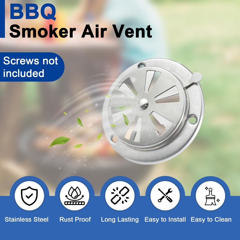 Aifeier ET 2PCS BBQ Smoker Air Vent Set, Stainless Steel