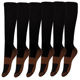 Tarusky Compression Copper Socks For Women and Men - Best for Sports, Running, Athletic, Medical, Travel, Nurses, Yoga (Black/Copper, "Large/X-Large")