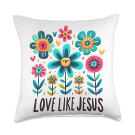 Love Like Jesus Religious Floral Quote Throw Pillow