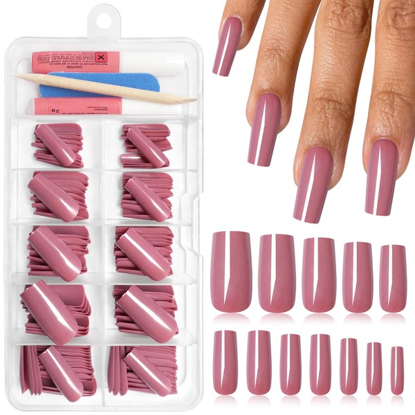 EternalClassic Dark Pink Medium Press on Nails Square, Glossy Square