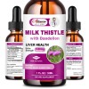 Alliwise 2 Bottles Milk Thistle Liquid Drop,Dandelion Root,Liver Cleanse Immune