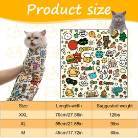 hurifeng Cat Grooming Wrap – Self-Adhesive Anti-Scratch Swaddle Restraint Bag for Stress-Free Nail Clipping, Medication, and Multifunctional Cat Care (Under 14lbs,27.56 * 27.56IN)