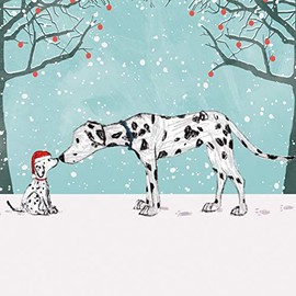 Pack of 8 Charity Christmas Cards (ALM-ALCX0478) - Eskimo Kiss, Dalmatian Dogs - 8 Artistic Cards from The Almanac Gallery - Sold in Aid of The Multiple Sclerosis Trust