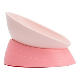 JWPC Bulldog Bowl Anti-Slip Dog Cat Dish Detachable Rubber Dog Bowl Pet Sterile Tilted Pet Feeder Slope Base (Pink, 3.5 Cup (Medium/Large Dog))
