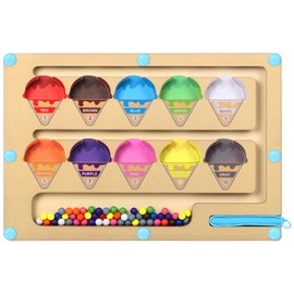 Educational Toys Magnetic Beads Ice Cream Colorful Magnet Montessori Hand Eye Coordination Killing Time Baby Boy Girl Fingertip Training Magnet Toys Number and Color Matching 3 4 5 6 Year Old Birthday