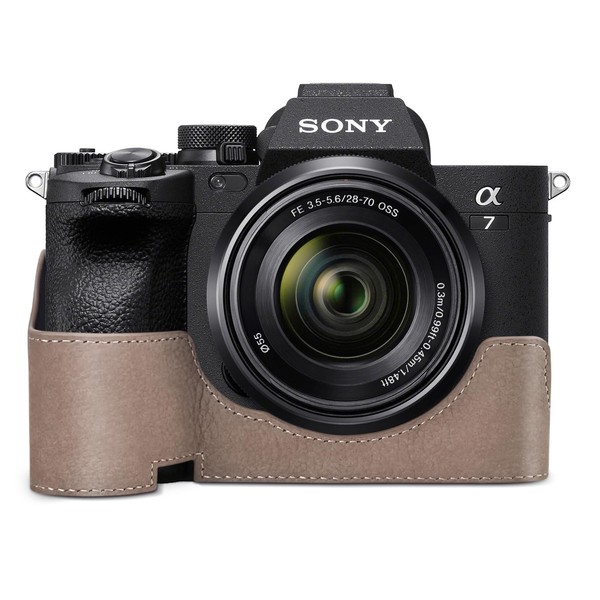 Rieibi Alpha 7 IV Camera Case, Genuine Cow Leather Half
