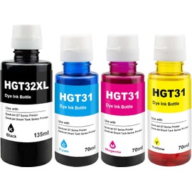 Yongairuink 31 32XL Refill Ink for HPQ Smart Tank Plus 555 Printer for HPQ Smart Tank 7005 7006 7305 7306 7605 5105 5106 5107 570 455 515 519 530 558 559 655 66670 750 790 (1BK 1C 1M 1Y)