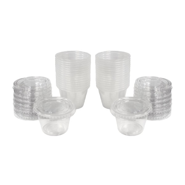 32 pieces - 2.5 oz Plastic Gelatin Jello Shot Cups with Lids restaurant condiment containers
