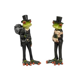 formano Set of 2 Frog Figurines Funny Lucky Charm 18 cm Hand-Painted Funny Decoration Made of Artificial Stone - High-Quality Gift Idea & Original Indoor Decoration from Frog House