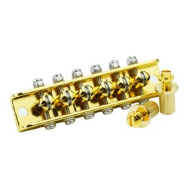 Guyker Guitar Roller Bridge String Spacing 10.5mm, Mosrite Style Bridge with Studs for 6 String Les Paul LP Electric Guitar (GM018, Gold)