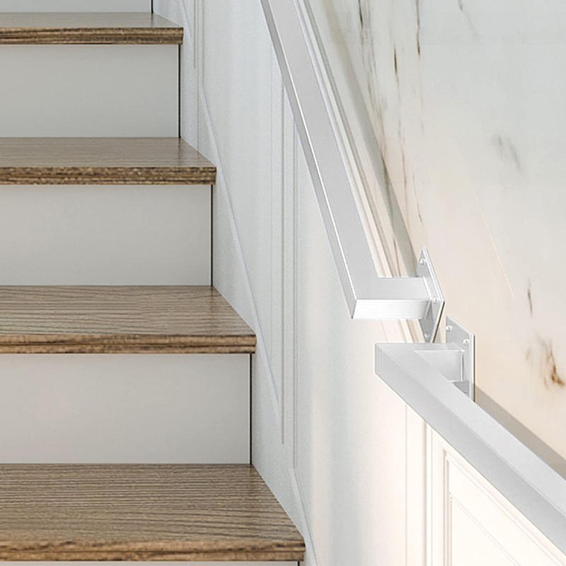 White Industrial Iron Hand Railing, Wall Support Handle for Indoor