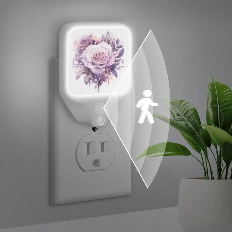 Eativisa Rose Purple Night Lights Plug into Wall, 1.5W Plug