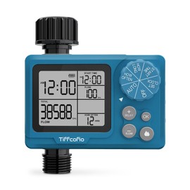 TiFFCOFiO Programmable Water Volume Control Sprinkler Timer, Water Duration Control Hose Timer with Water Meter, Auto and Manual Watering for Irrigation, Garden and Drip System