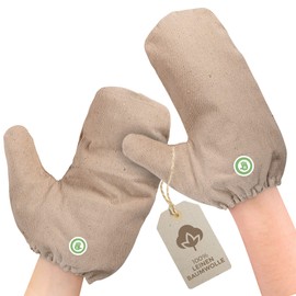 Massage Gloves Made of 100% Linen Cotton [1 Pair] for Skin Nourishing Exfoliating Massage - Can be Used Dry and Wet