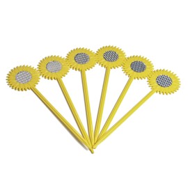 Bird B Gone Scare Bird Garden Stakes - 6 Pack Sunflower Design with Reflective Eyes - Bird Deterrent for Gardens, Ponds, Patios & Water Gardens - Easy Install Outdoor Bird Repellent Stakes