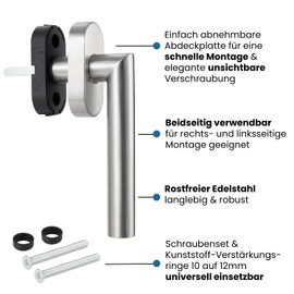Stahlia Window Handles Brushed Stainless Steel (Pack of 2) Window Olive Grid Olive Window Fitting Window Set Stainless Steel Balcony Door Handle Interior Includes Mounting Material