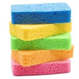SHUOGUO Large Cellulose Sponges, Thick Heavy Duty Scrub Sponges, Kitchen Sponges for Dish, Non-Scratch Scrubber for Household, Cookware, Bathroom (5 Pack)