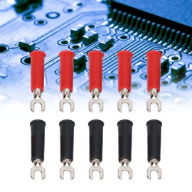10pcs 4mm U/Y Type Electrical Crimp Connectors Banana Plug Adapter Insulated Fork Flat Wire Connector Convert U Plug to Banana Plug Adapter Accessories