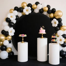 MEHOFOND 6ft Round Backdrop for Birthday Baby Shower Wedding Party Decoration Backdrop Banner Newborn Photography Prop Black (Without Stand)