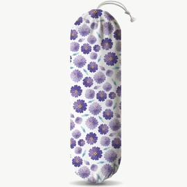 Purple Floral Plastic Bag Holder, Grocery Bag Storage Dispenser, Washable Grocery Wall Mount Organizer, Kitchen Housewarming Gifts for Women Family Friends Grandma Mom