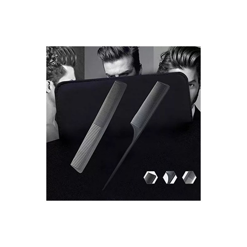 AFT90 Peine Profesional, Dientes Finos Y Anchos, Carbono, Pack X