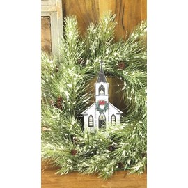 Craig Bachman 12" Metal Embossed Sign: Winter Church - Metal Ornament Wall Door Hanger Decorative Sign