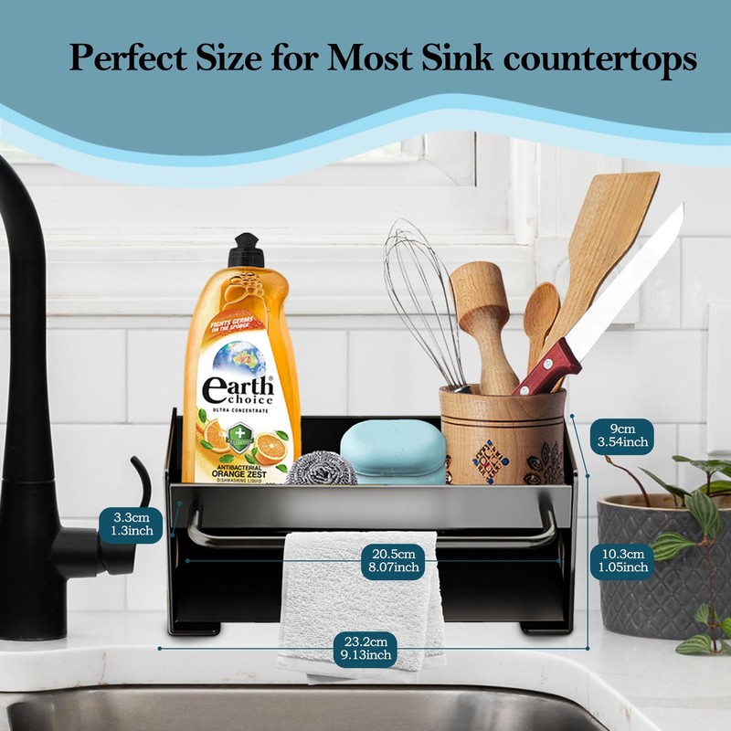 OWill Kitchen Sink Caddy, Kitchen Sink Organiser with Self Draining