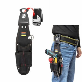 Waist Bag, Nail Bag, Tool Holder, Tool Holder for Electric Drills, Spring Type Opening/Closing, 3 Tier Construction, Tool Drop Prevention, Includes Removable Tool Holder, Waterproof Oxford Cloth