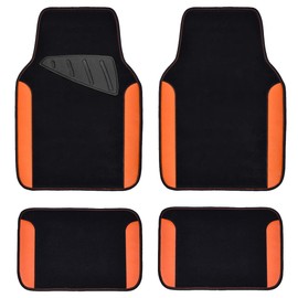 CAR PASS Waterproof Car Floor Mat, Universal Fit Car Mats with Driver Heel Pad, Leather Car Carpet, Anti-Slip Nibbed Backing Floor Mats for SUV, Vans,Sedan,Truck, Automotive Set for Women (Orange)