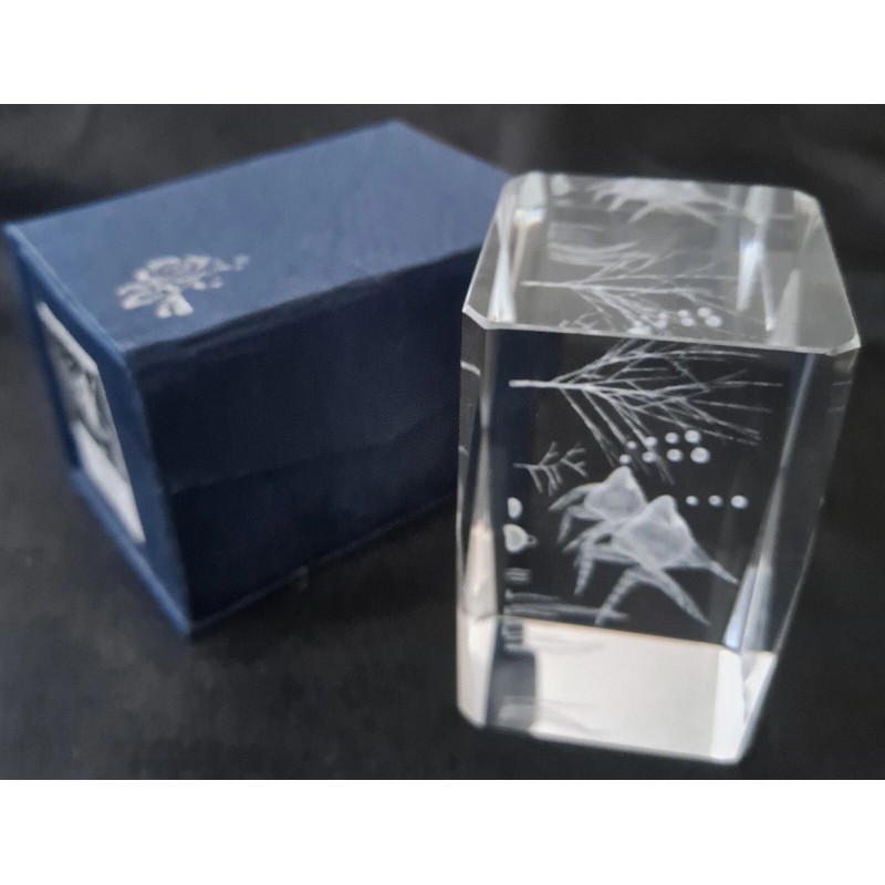 Glass Crystal Glass 3D Laser Etched Solid Cube Fish-Decorativ