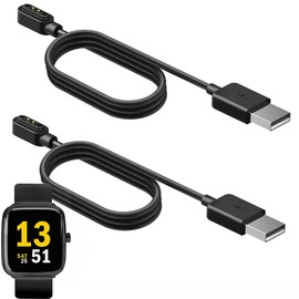 Compatible for Sekonda Motion Smart Watch Charger, 2 Pin Magnetic USB Replacement Charging Compatible with Sekonda Motion 36mm Smart Watch (2 pack-Black+Black)
