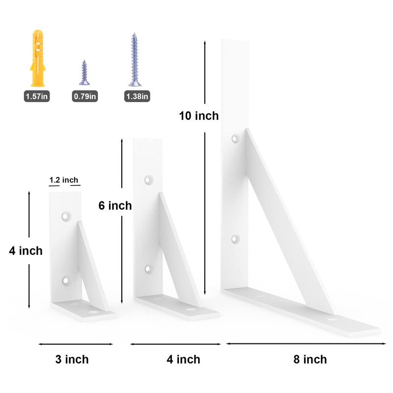 SPOROOT Shelf Bracket White Triangular Support Angle Shelf Bracket 75