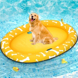 Pet Soft Dog Float Raft - Inflatable Dog Swimming Float for Summer (Bone Yellow)