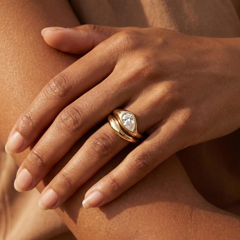 Myofeng 14K Gold & Silver Plated Stackable Rings for Women,