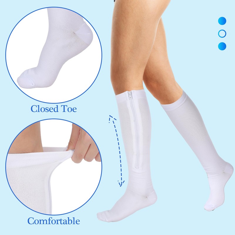 Tarpop 4 Pairs Men Zipper Compression Socks Colorful 20-30mmhg Compression