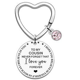 FMCC Cousin Gifts for Women Gifts for Cousin Birthday Christmas Graduation Presents Keyring Never Forget That I Love You Forever