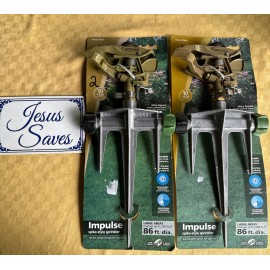 Green Thumb (2) New Green Thumb 967HZSGT 5800 sq ft Metal Pulse Spike Lawn Sprinklers 539476