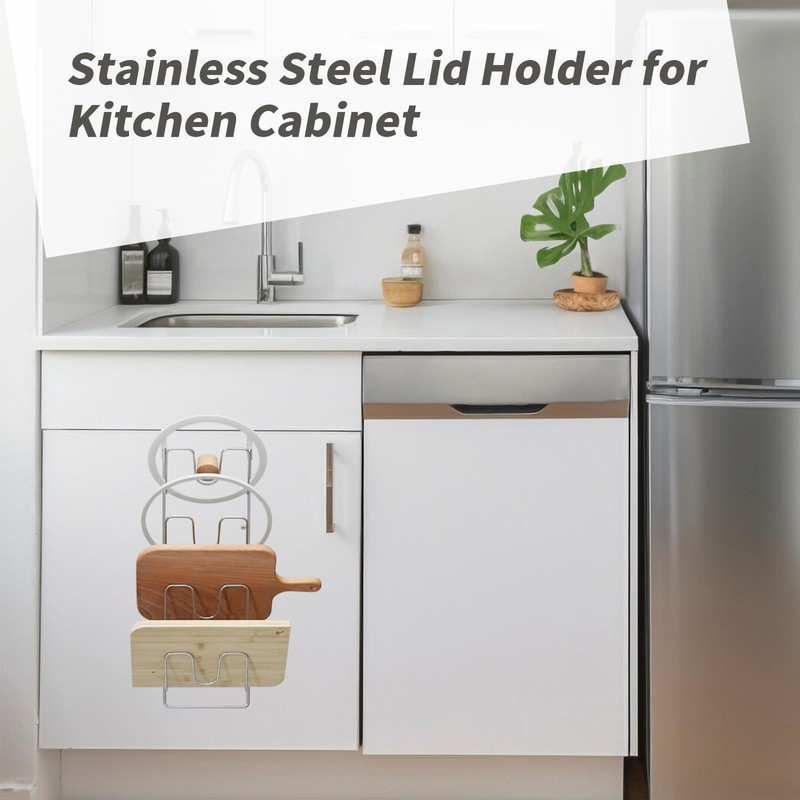 Pastlla 4 Tier Lid Organizer - No Drilling Wall Mounted