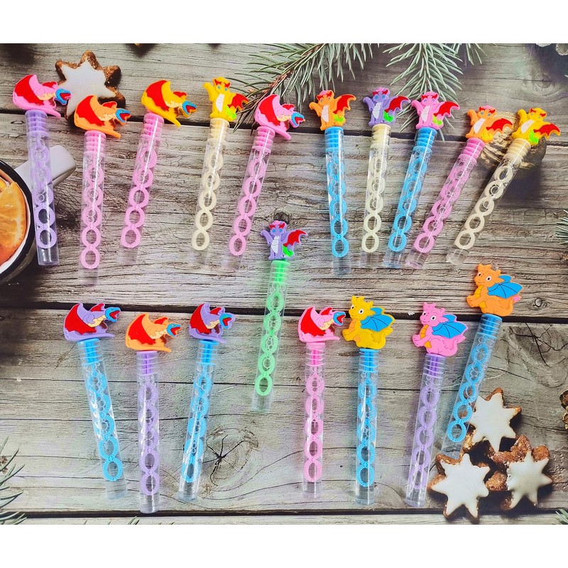 24 Packs Bulk Mini Funny Dragons Shape Bubble Wands, Boys