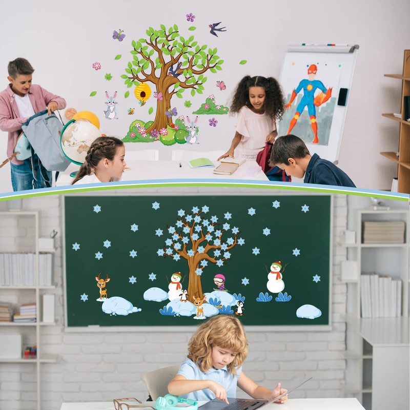 Teling 239 Pcs Season Tree Classroom Bulletin Board Decor Spring