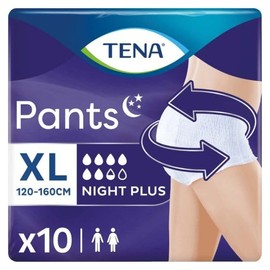 TENA Pants Night Plus XL - Extra Large - Overnight Comfort and Ultimate Protection (1 Pack of 10)